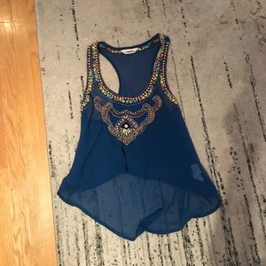 6 shire road beaded blue sheer racerback